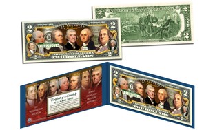 Founding Fathers of the US Colorized $2 Bill