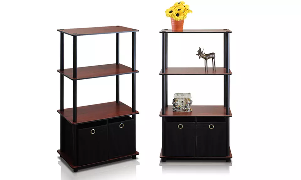 Furinno 4-Tier Multipurpose Storage Shelving Unit with Bins - Primary Image