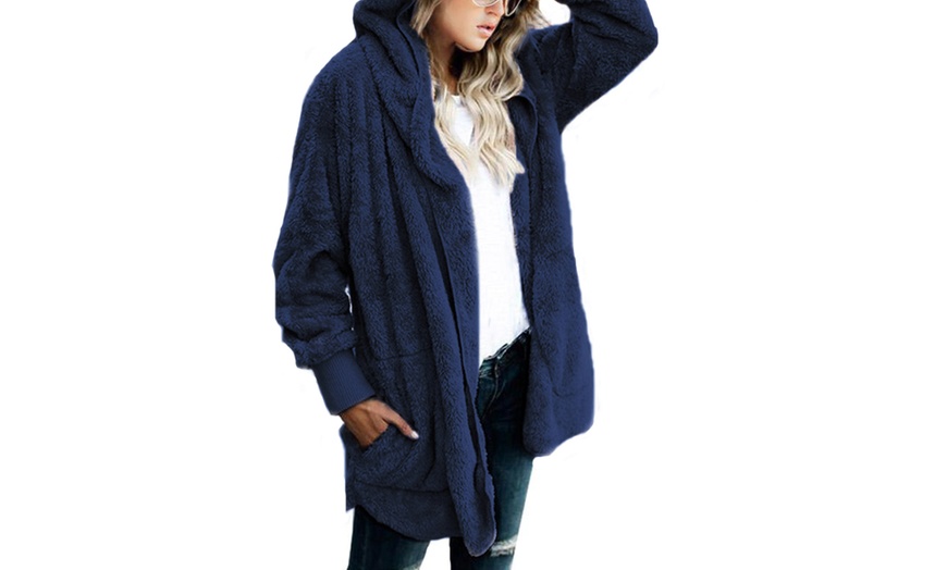 Image 11: Teddy Fleece Hooded Cardigan