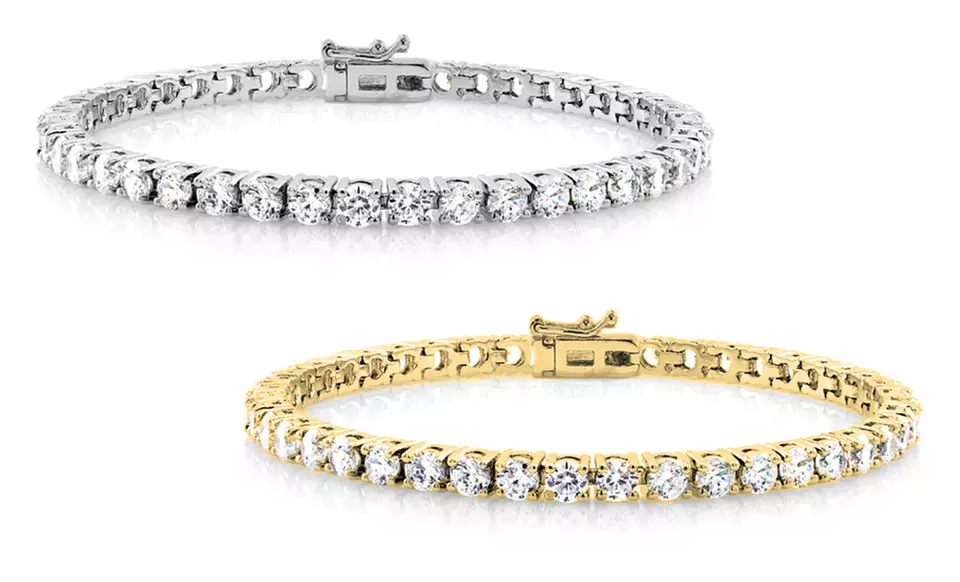 10 CTTW Cubic Zirconia Tennis Bracelet in 14K or 18K Gold Plating - Primary Image