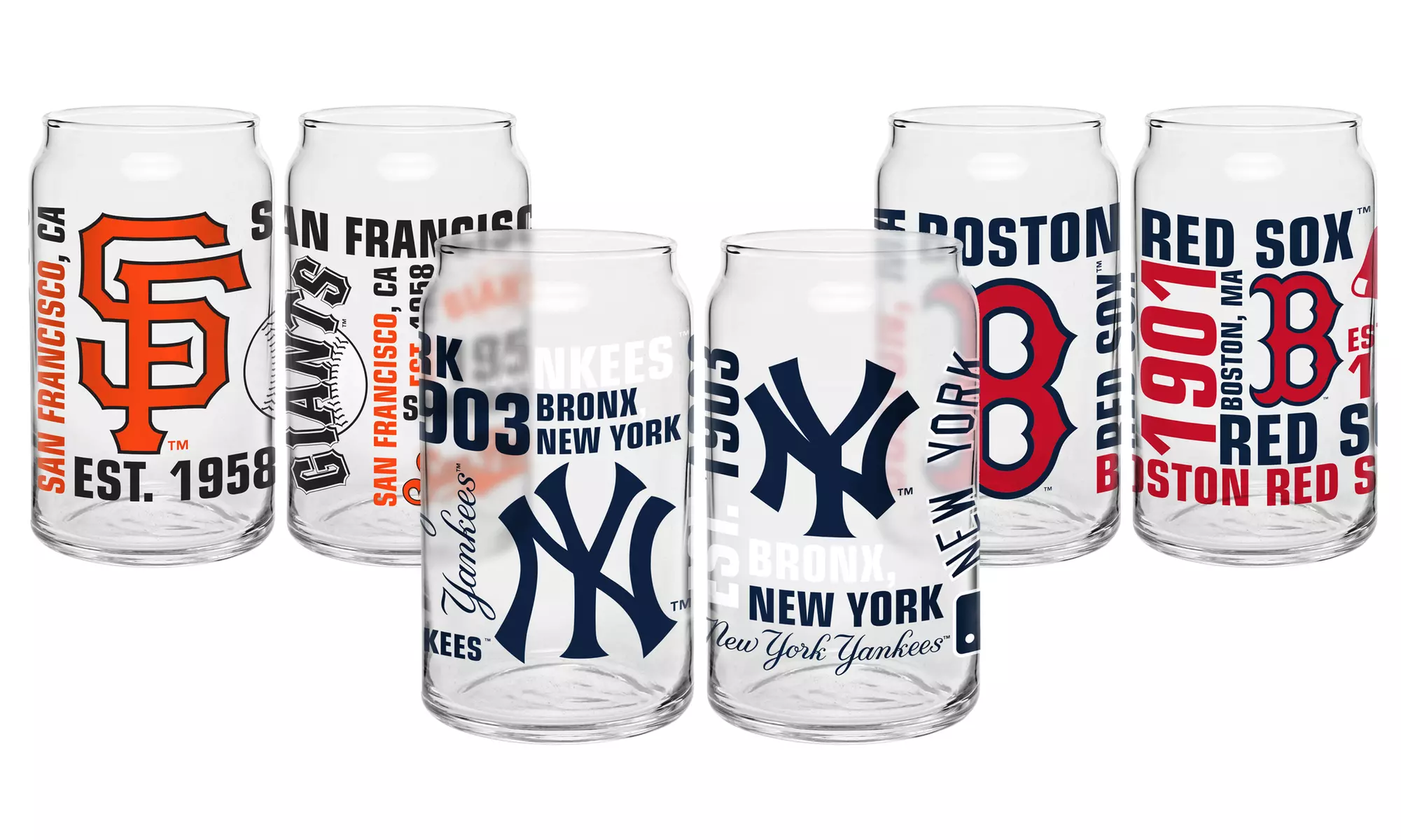 Set of 2 MLB Glass Cans - Primary Image