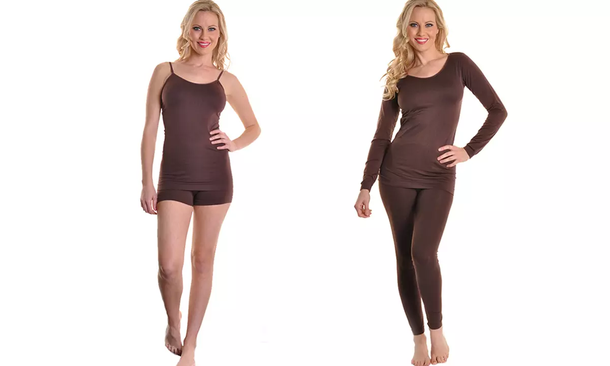 Angelina Seamless Top and Bottom All-Season Layering Basics (4-Piece) - Second Medium