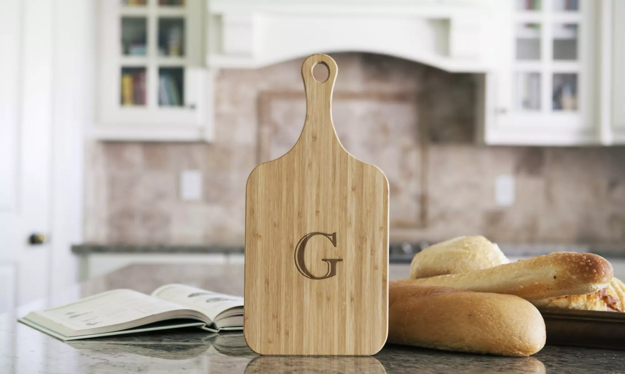 Monogram Handled Bamboo Serving Boards ​from Qualtry (Up to72% Off). Four Options Available. - Primary Image
