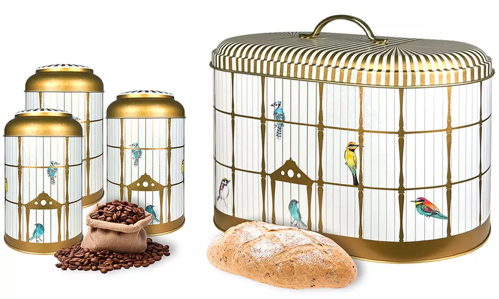 Set da cucina con barattoli e portapane