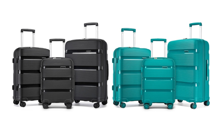 Image 2: Maleta o juego de maletas de ruedas ligeras con diseño estriado