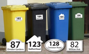 Six Personalised Wheelie Bin Stickers from Decomatters