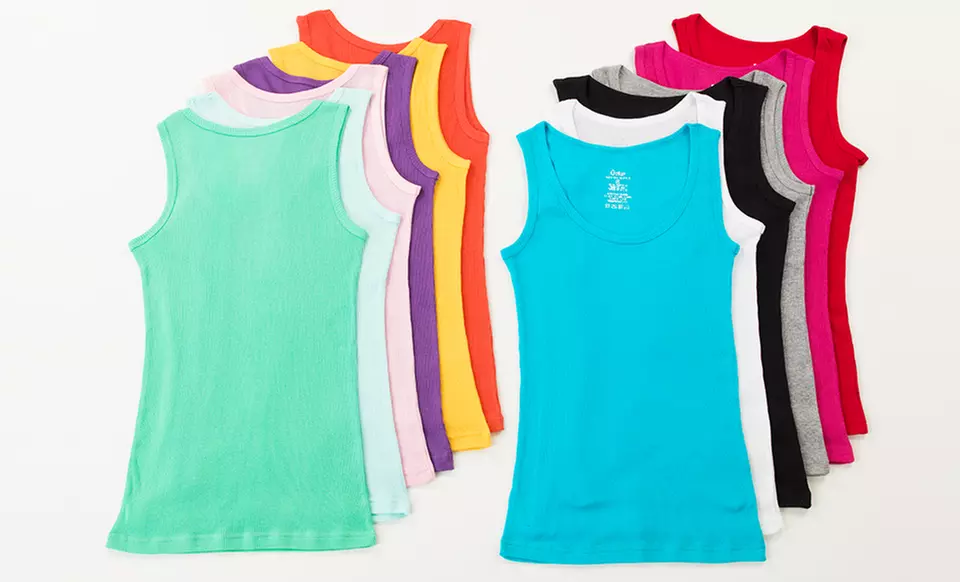 12-Pack of Women's Ribbed Cotton Muscle Tank Tops. Free Returns. - Primary Image