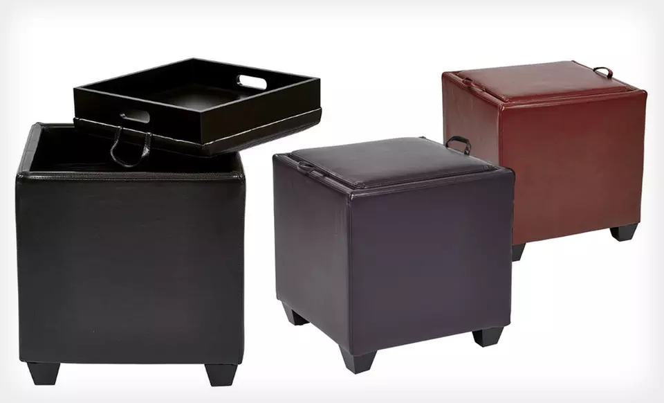 $59.99 for an OSP Designs Eco-Leather Ottoman with Tray ($150 List Price). Multiple Colors Available. Free Returns. - Primary Image