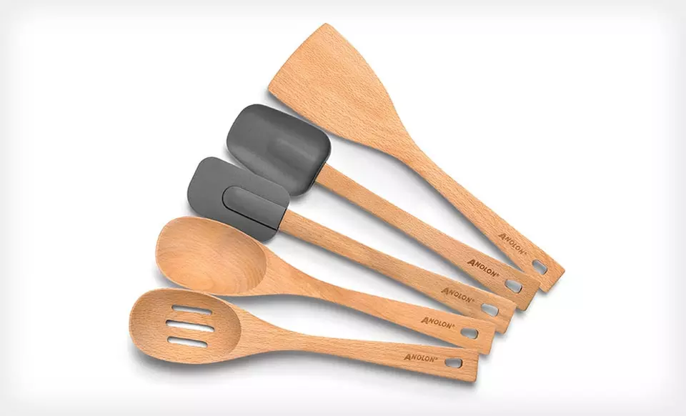 Anolon 5-Piece Beechwood Kitchen Tool Set. Free Returns. - Primary Image