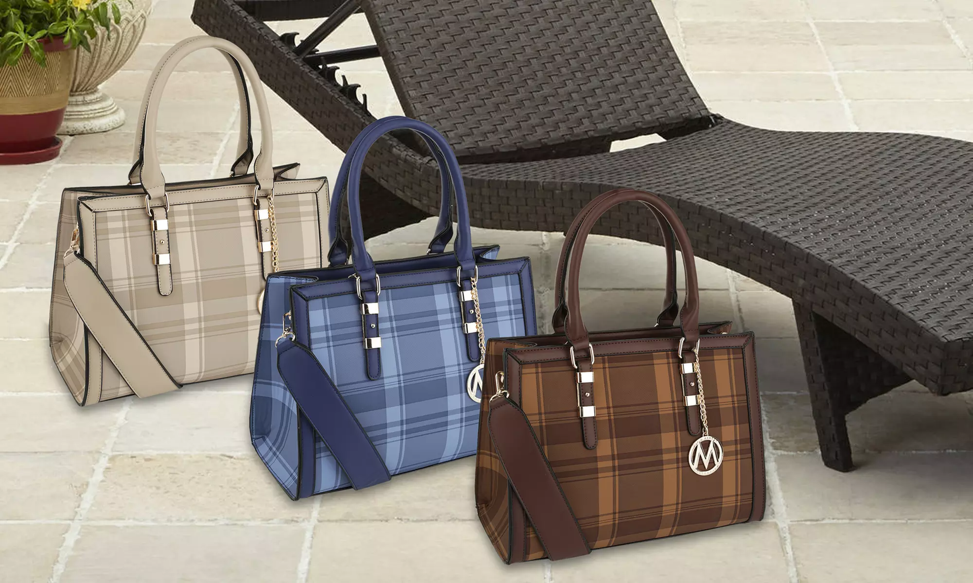 MKF Collection Miley Plaid Satchel by Mia K. Farrow - Primary Image