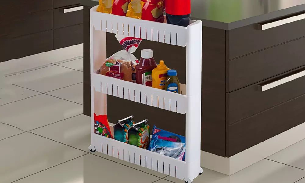 Three-Tier Slim Slide-Out Pantry on Rollers - Primary Image