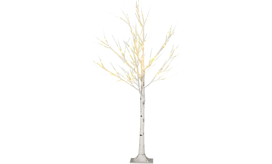 Image 3: HomCom Artificial White Birch Tree Light