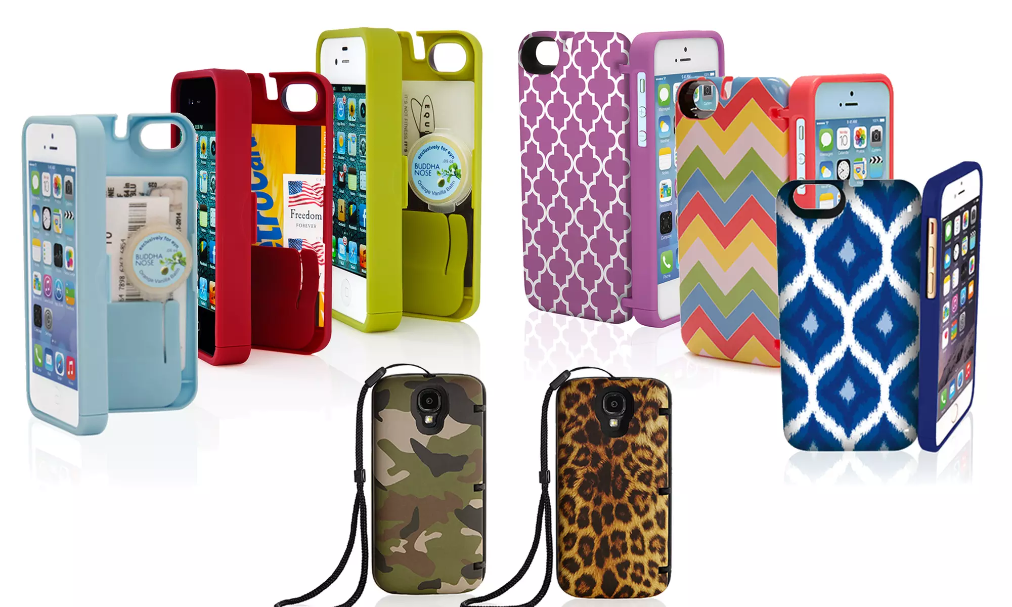 EYN Hidden Storage Smartphone Cases for iPhone 4/4s/5/5s/SE/5c/6/6 Plus or Samsung Galaxy S4 - Primary Image