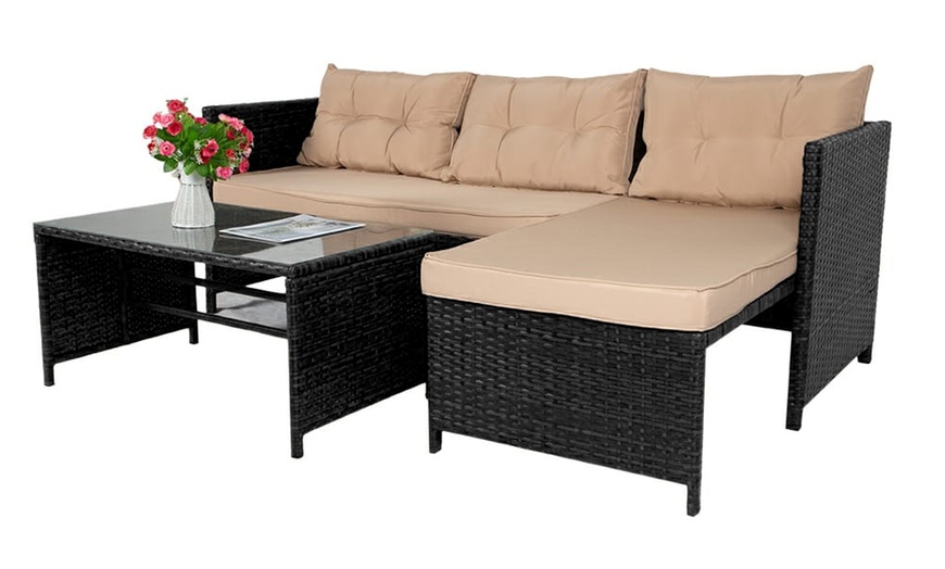 Image 2: PE Rattan Garden Corner Sofa Set