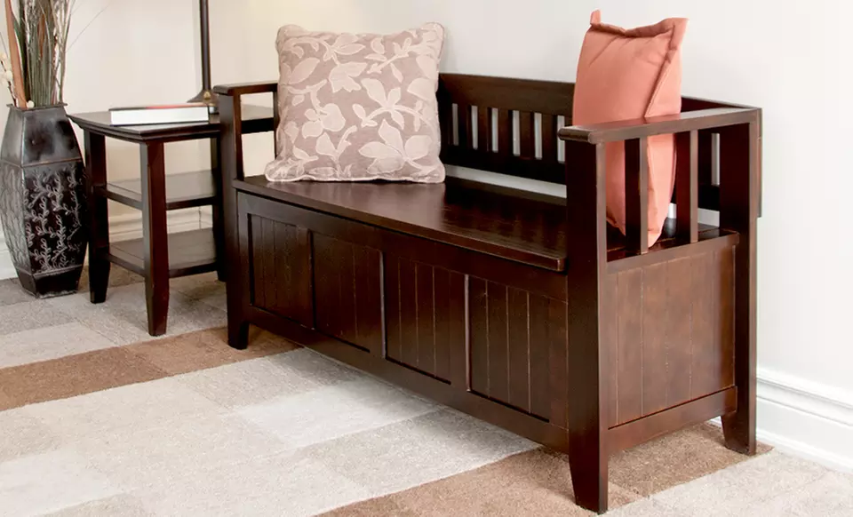 $149.99 for a Simpli Home Acadian Collection Entryway Storage Bench ($279.99 List Price). Free Shipping. - Primary Image