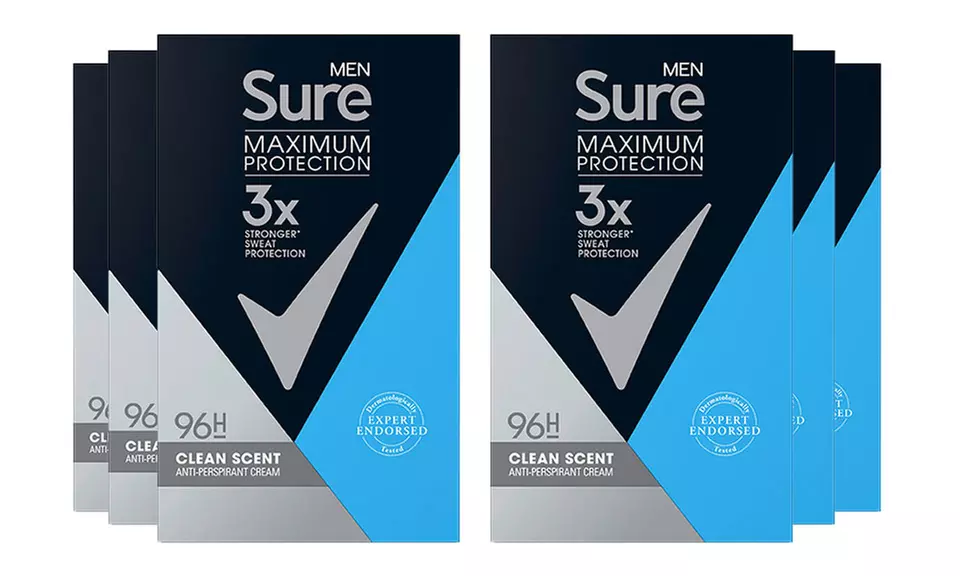 Upto 10 packs of Sure Men Clean Scent Deodorant Cream 45ml
