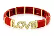 Austrian Crystal and Leather Wrap Infinity Charm Bracelet or Stretch Love Charm Bracelet - Second Medium