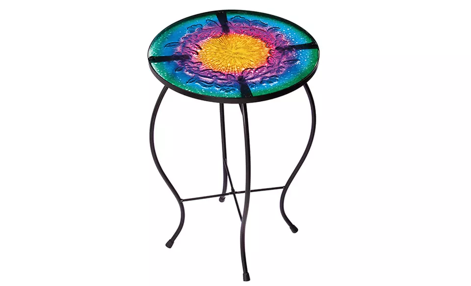 Hand Painted Glass Top Patio Tables - Second Medium