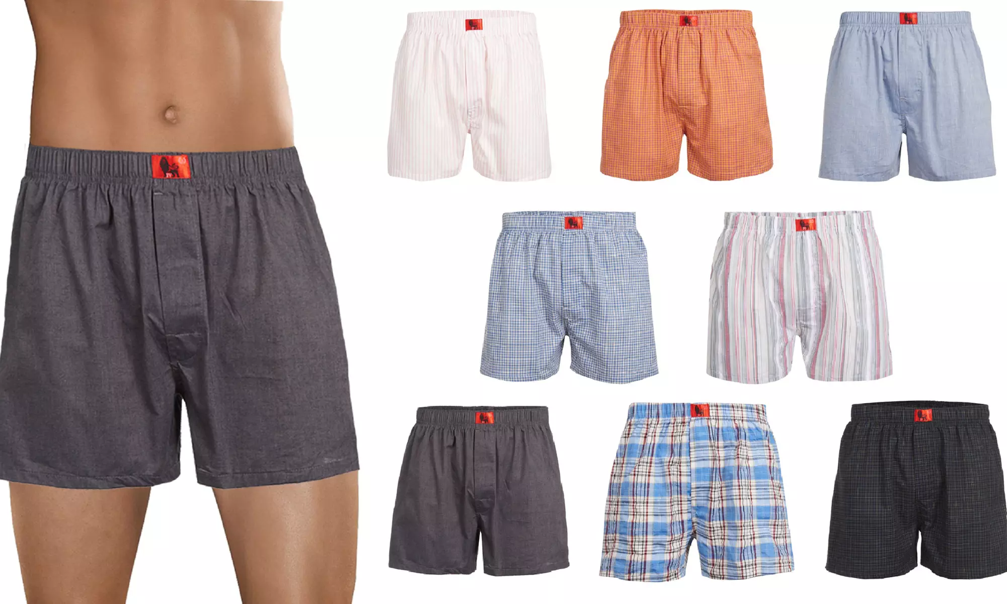Men's Assorted Egyptian Cotton Woven Boxers (6- or 12-Pack) - Primary Image