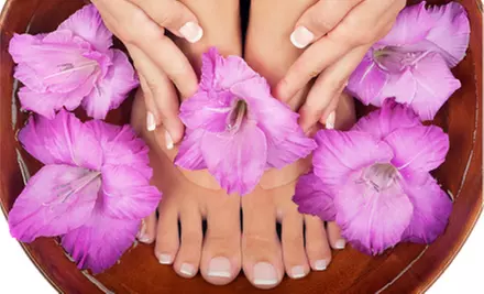 One or Two Basic or French Mani-Pedis with Paraffin Hand and Foot Treatments at Aqua Nail Spa (Up to 53% Off) - Primary Image