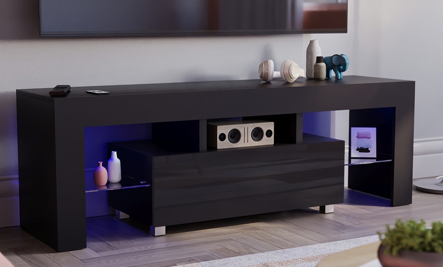 Image 5: High Gloss One-Drawer LED TV Unit