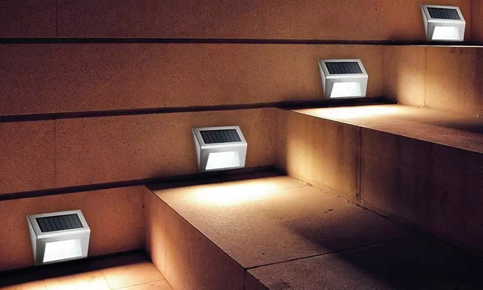 Sunstep Solar-Powered Steel Step & Pathway Lights (2-, 4-, or 8-Pack) - Primary Image