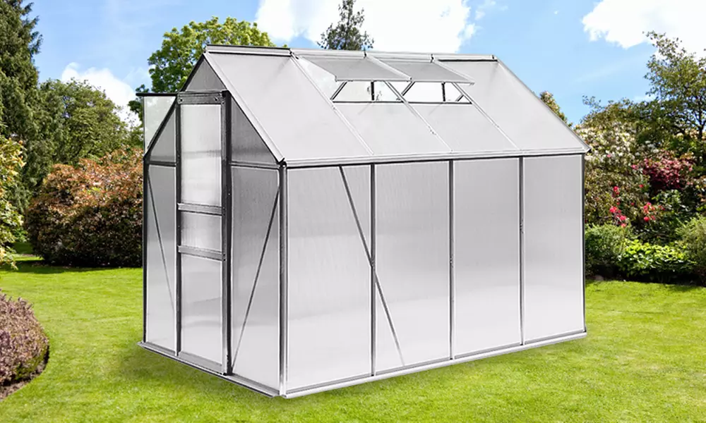 Gewächshaus aus Aluminium inkl, Schiebetür und Dachfenster in der Größe nach Wahl - Primary Image