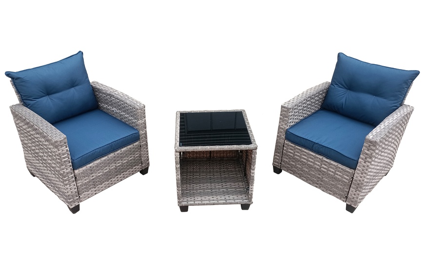 Image 2: Three-Piece FurnitureOne Rattan-Effect Bistro Set 