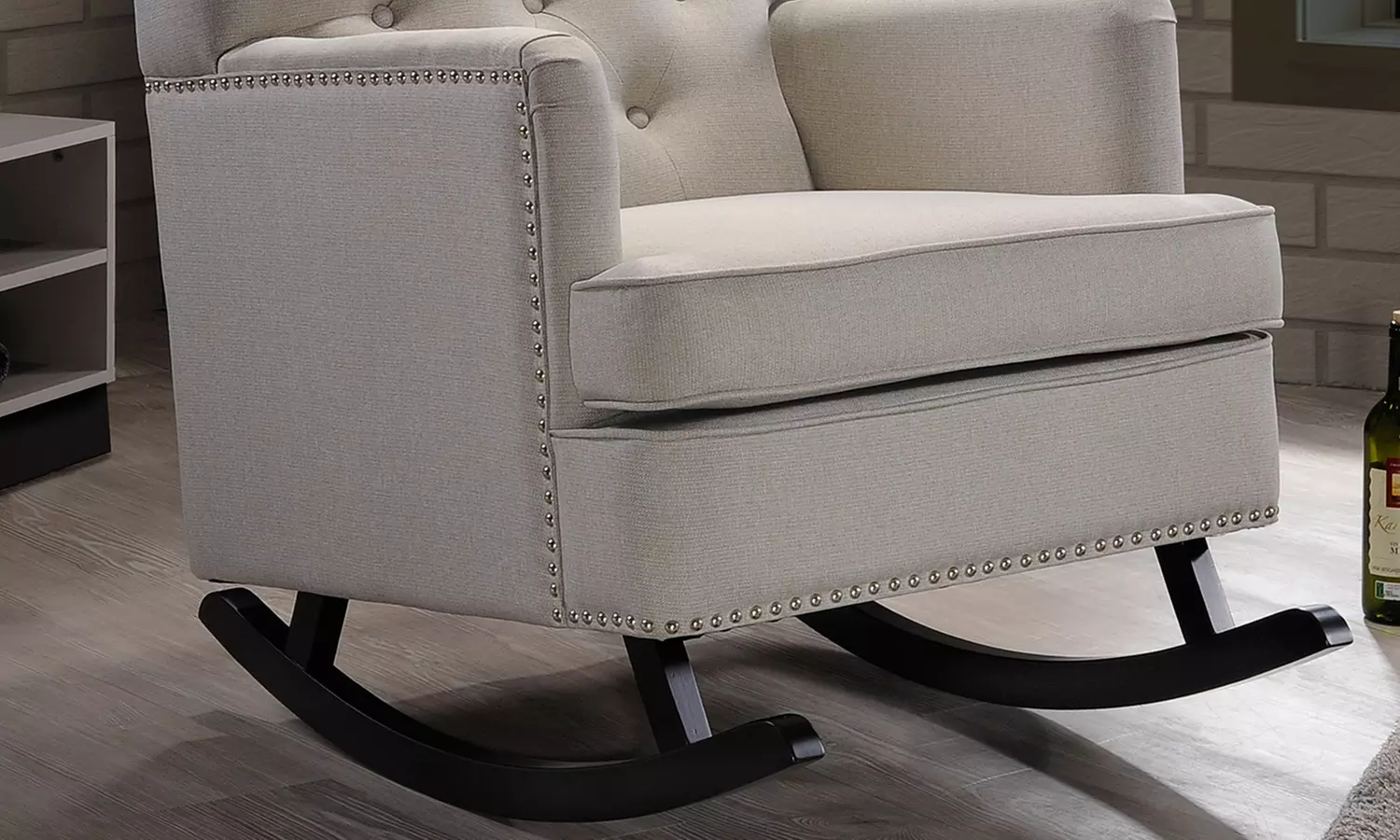 Upholstered Button-Tufted Rocking Chair - Second Medium