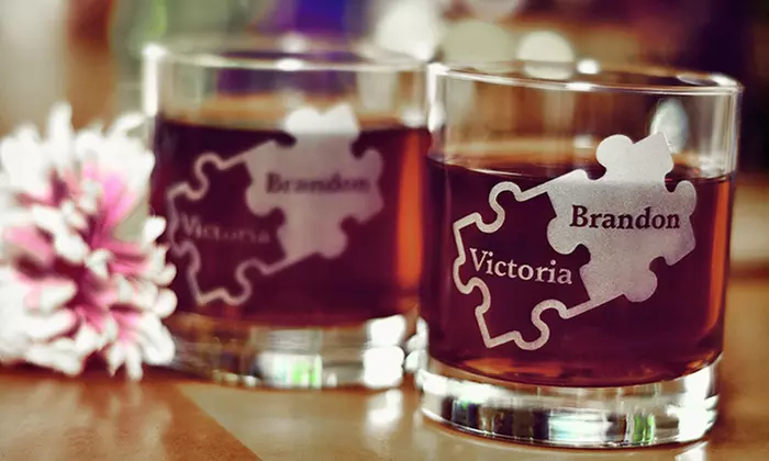 Two Custom Engraved Pint, Wine, or Rocks Glasses from Glass with a Twist (55% Off) - Second Medium