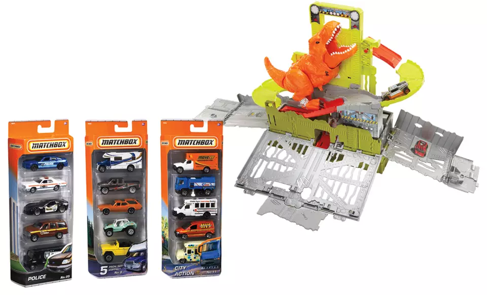 Matchbox﻿ Dino Breakout and 5-Car Assortment Bundle. - Primary Image