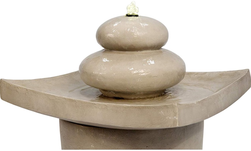 Image 4: Outdoor Zen stones 2-Tier Fountain with LED Light