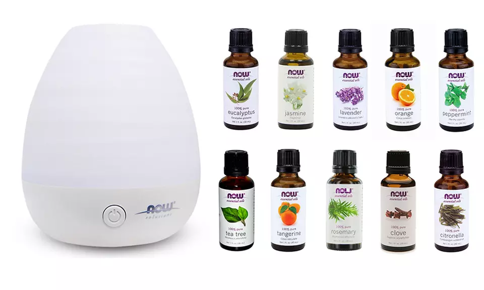 Now Foods 10-Pack of Aroma Oils and Ultrasonic Diffuser Bundle - Primary Image