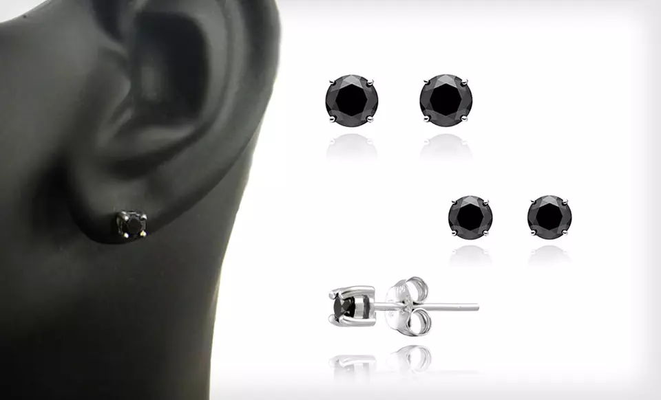 One Pair of 1/4-Carat or 1/2-Carat Black-Diamond Stud Earrings (Up to 84% Off). Free Shipping and Free Returns. - Primary Image