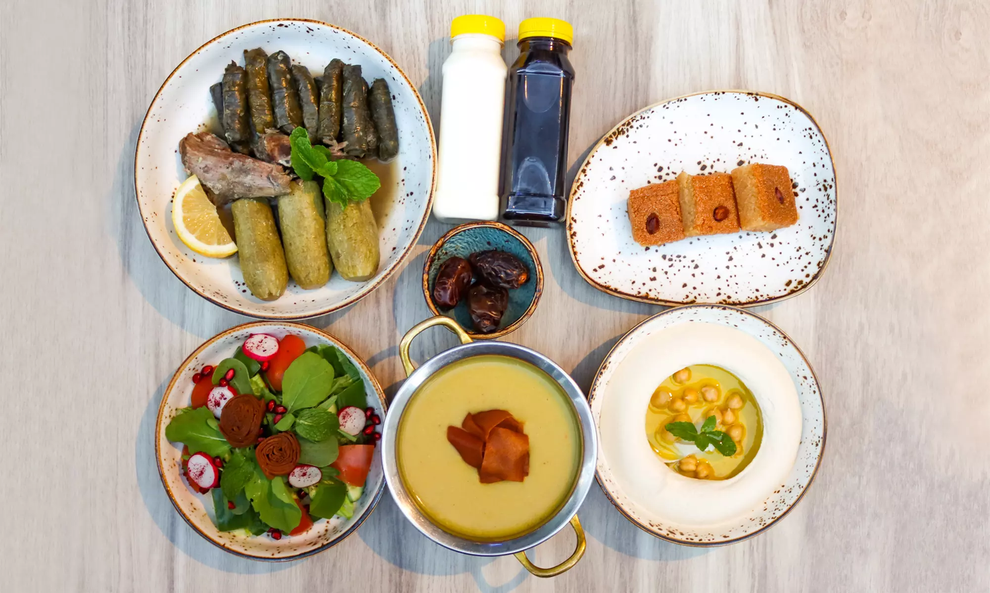 Sharing-Style Menu for a Child (AED 45) or 1, 2, or 4 Adults (AED 85)