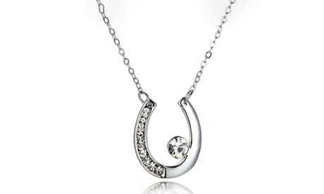 Collana con pendente a ferro di cavallo, realizzata con cristalli Swarovski®