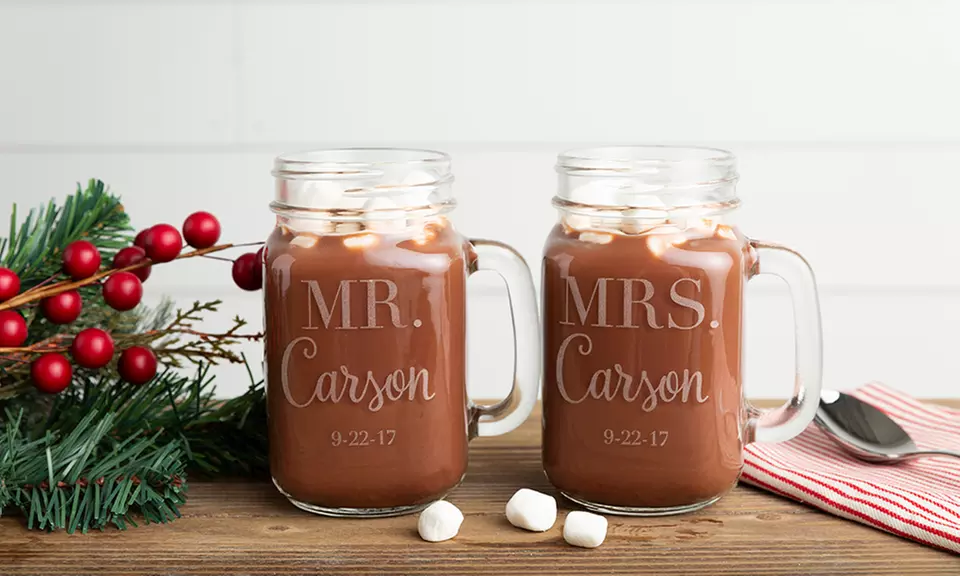 One, Two, Three, Five, or Ten Personalized Mason Jars from Qualtry (Up to 72% Off) - Second Medium