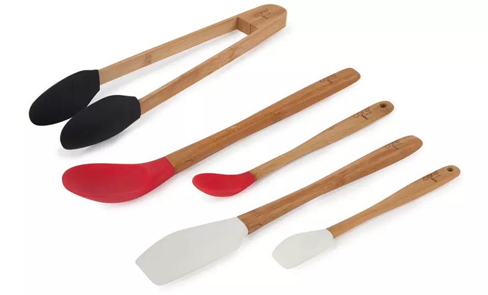 5-Piece Core Kitchen Large and Mini Bamboo Utensil Set. Multiple Sets Available. Free Returns. - Second Medium