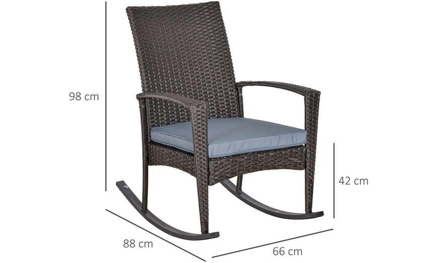 Image 5: Outsunny Rattan-Effect Rocking Chair