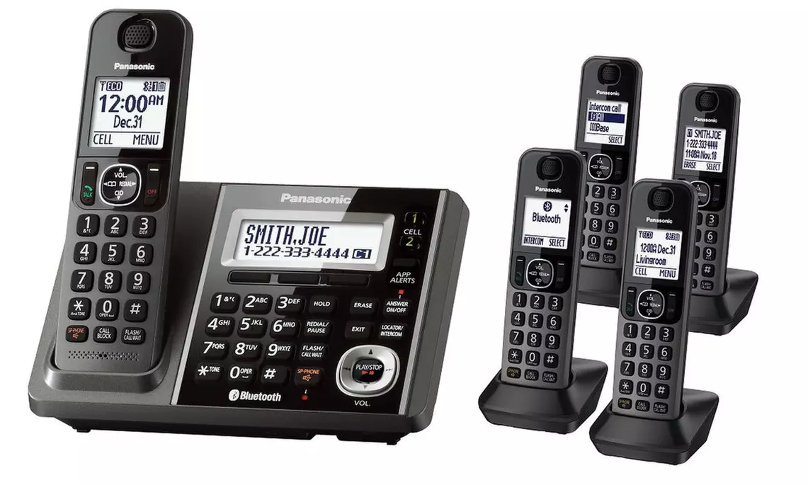 Panasonic Link-to-Cell Unit with Answering Machine and 5 Handsets (Refurbished) - Second Medium