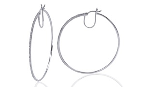 Diamond Accent Hoop Earrings in Sterling Silver