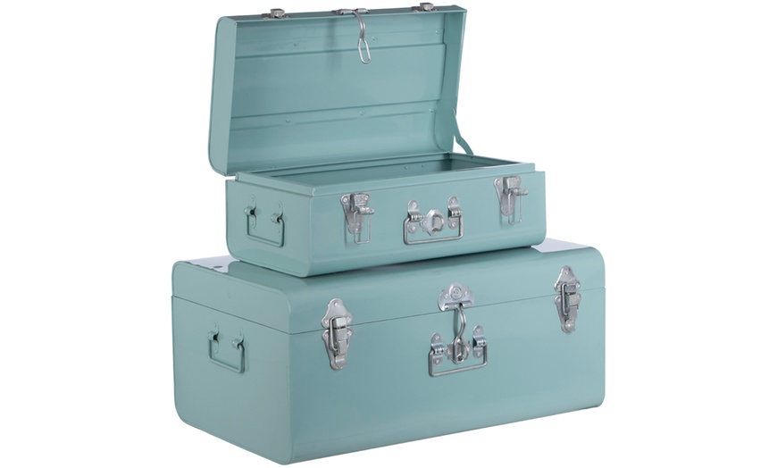 Image 9: Set of Two Metal Storage Trunks