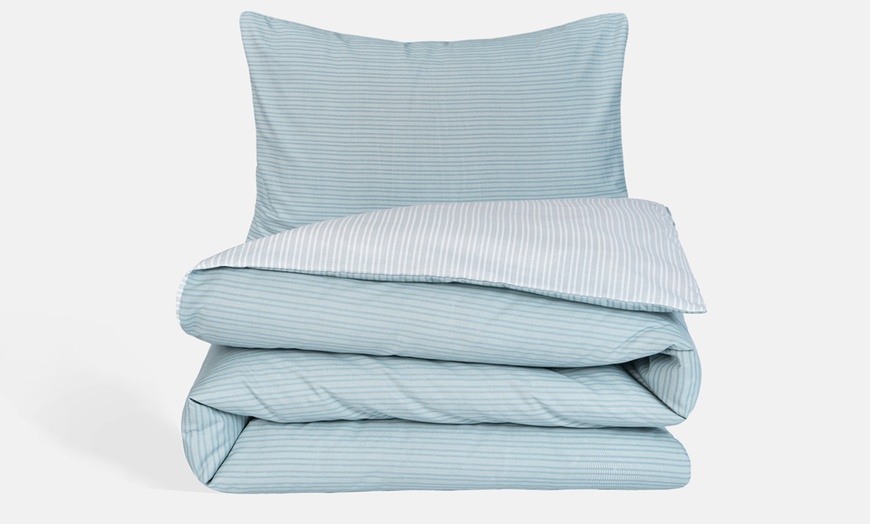 Image 19: Smart Living Soft Reversible Pinstripe Duvet Set 