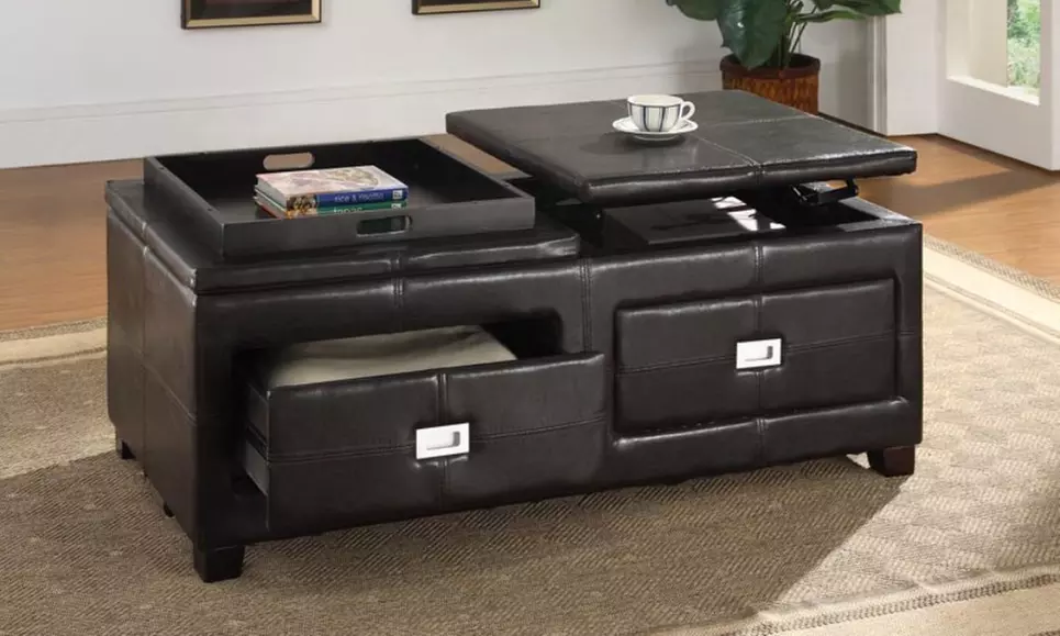 Indy Contemporary Combination Cocktail Table and Storage Ottoman - Primary Image