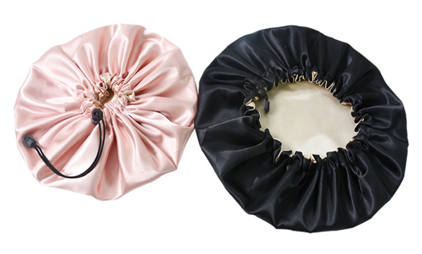 Image 5: Adjustable Satin Bonnet Night Sleep Cap