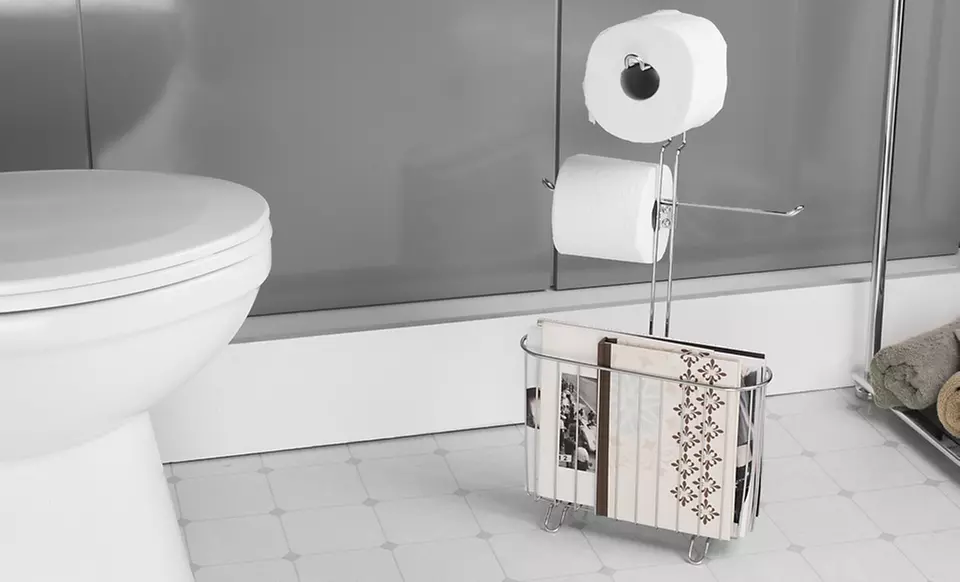 $13.99 for a Chrome 3-Roll Toilet Paper Holder and Magazine Rack ($40 List Price). Free Returns. - Primary Image
