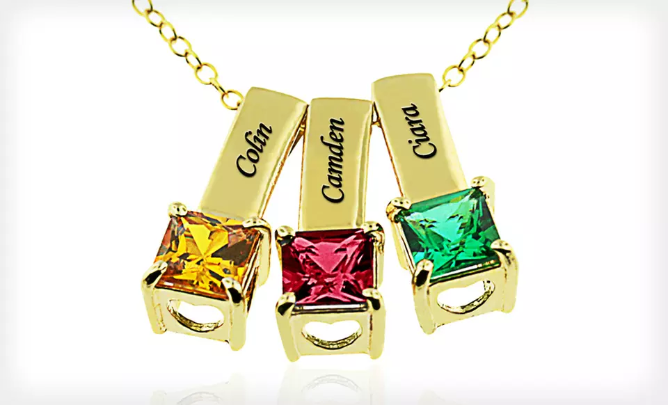 Mom’s Personalized Necklaces with Birthstones from MonogramOnline (Up to 63% Off). 12 Styles Available. Free Shipping. - Second Medium
