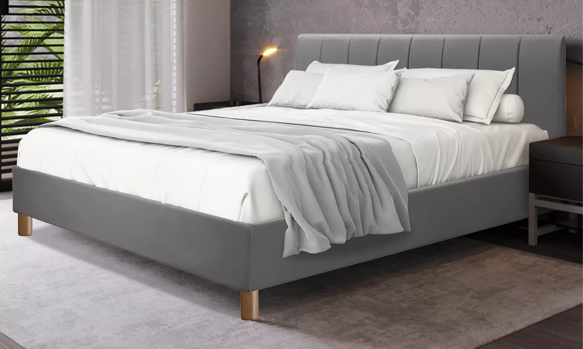 Lit Alhambra en simili cuir, confort optimal et design élégant, matelas en option, Sampur, livraison offerte - Primary Image