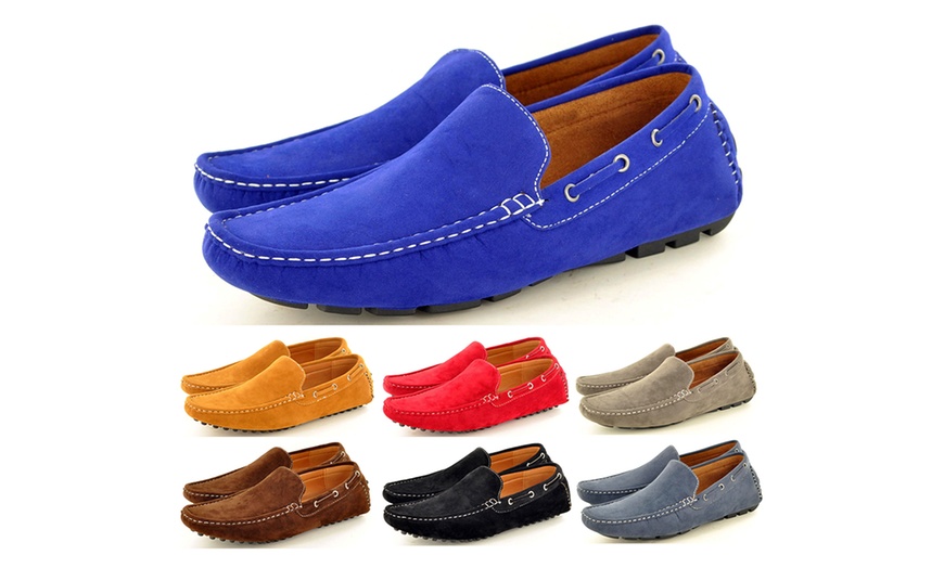 Image 1: Men's Faux Suede Casual Loafers