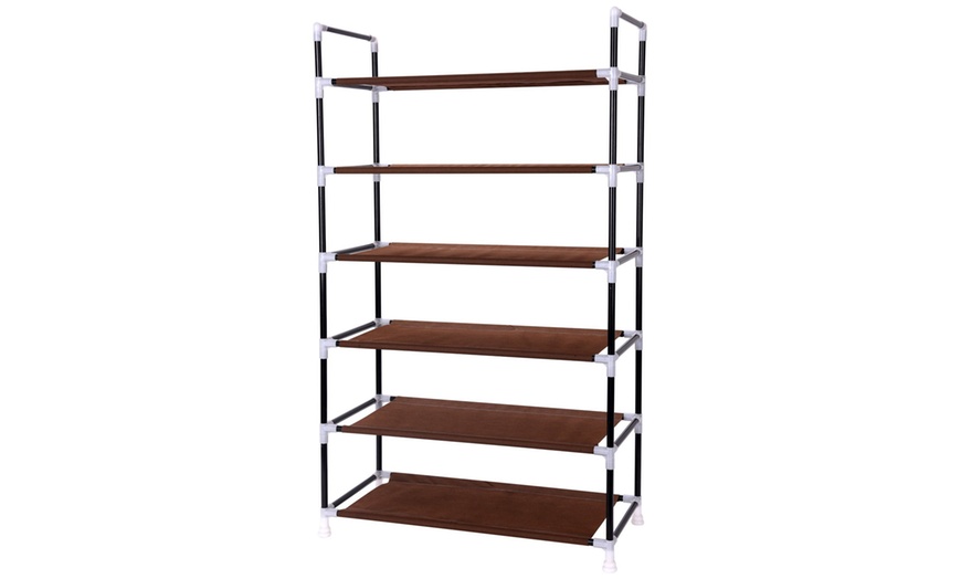 Image 10: Canvas Shelved Shoe Storage Unit